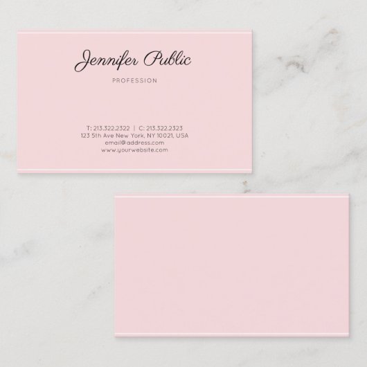 Calligrafiescript Simple Elegant Modern Roze Visitekaartje (Voorkant / Achterkant)