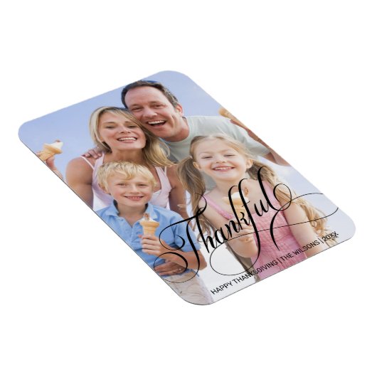 Calligrafiescript Thankful Thanksgiving Foto Magneet (Rechterzijde)