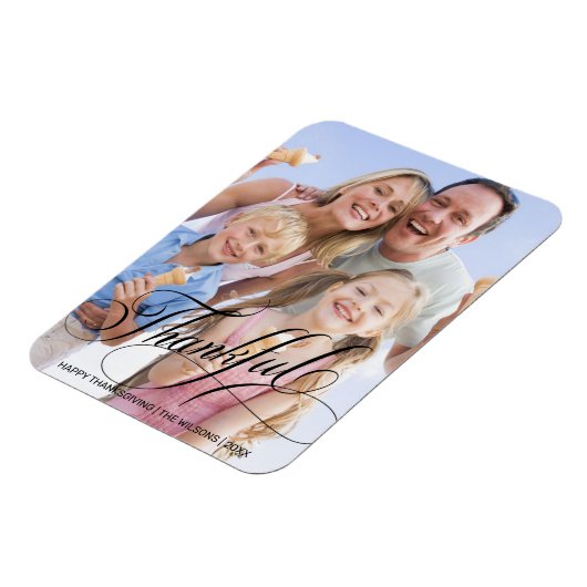 Calligrafiescript Thankful Thanksgiving Foto Magneet (Linkerzijde)