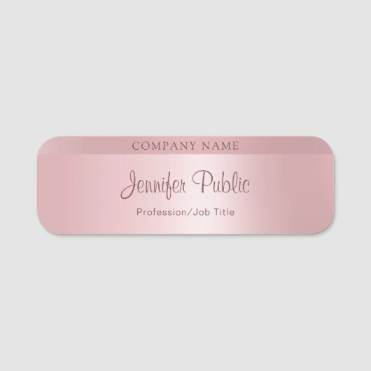 Calligrafiescript Trendy Roos Gold Modern Elegant Naamplaatje (Voorkant)
