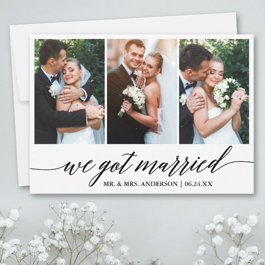 Calligrafiescript We hebben een huwelijkshuwelijks Bedankkaart