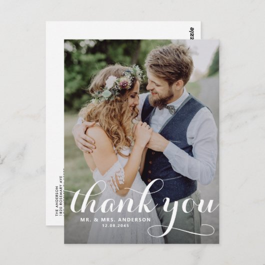 Calligrafiescript Weddenschap Dank u Briefkaart (Voorkant / Achterkant)