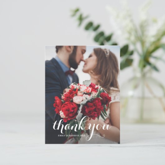 Calligrafiescript Weddenschap Dank u Briefkaart II (Staand voorkant)