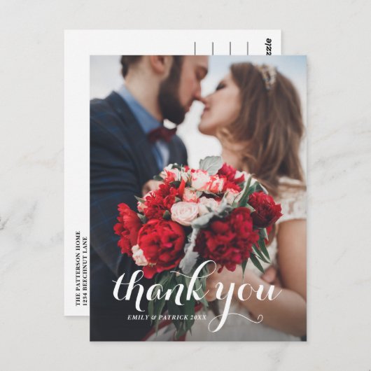 Calligrafiescript Weddenschap Dank u Briefkaart II (Voorkant / Achterkant)