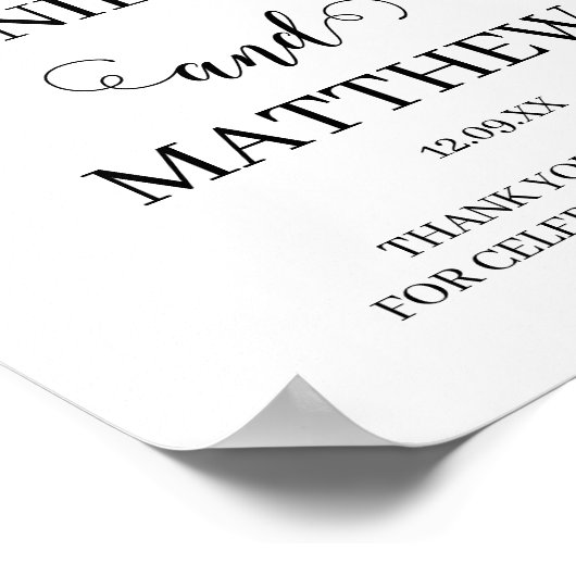 Calligrafiescript zwart-witbruiloft Poster (Hoek)