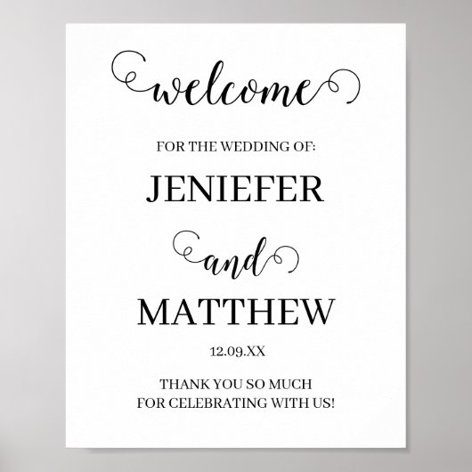 Calligrafiescript zwart-witbruiloft Poster (Voorkant)