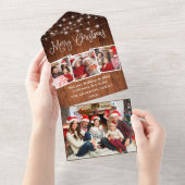 Calligrafiet 4 Foto in één kerstKaart All In One Uitnodiging (Afscheurbaar)