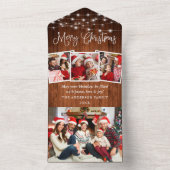 Calligrafiet 4 Foto in één kerstKaart All In One Uitnodiging (Binnen)