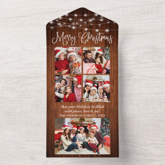 Calligrafiet 5 Photo All-in-One kerstkaart All In One Uitnodiging (Binnen)