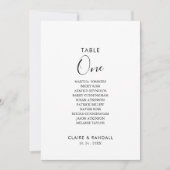 Calligrafietabel Aantal 1 Zitschema Kaart (Voorkant)