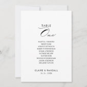 Calligrafietabel Aantal 1 Zitschema Kaart (Voorkant)