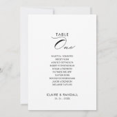 Calligrafietabel Aantal 1 Zitschema Kaart (Achterkant)