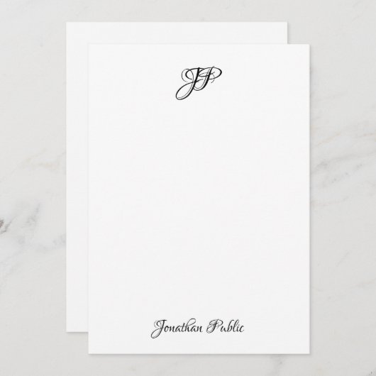 Calligrafietekst Elegant Monogram Gepersonaliseerd Notitiekaartje (Voorkant / Achterkant)