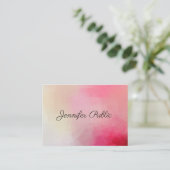 Calligrafietekst Moderne elegante roze Sjabloon Visitekaartje (Staand voorkant)