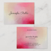 Calligrafietekst Moderne elegante roze Sjabloon Visitekaartje (Voorkant / Achterkant)