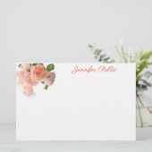 Calligrafietekst Rozen Elegant Floral Briefpapier (Staand voorkant)