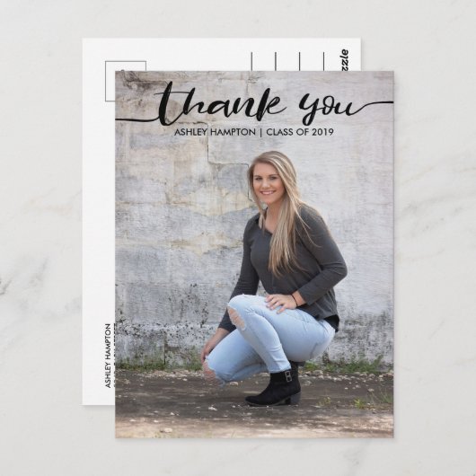 Calligrafisch bedankt Afstuderen Foto Briefkaart (Voorkant / Achterkant)