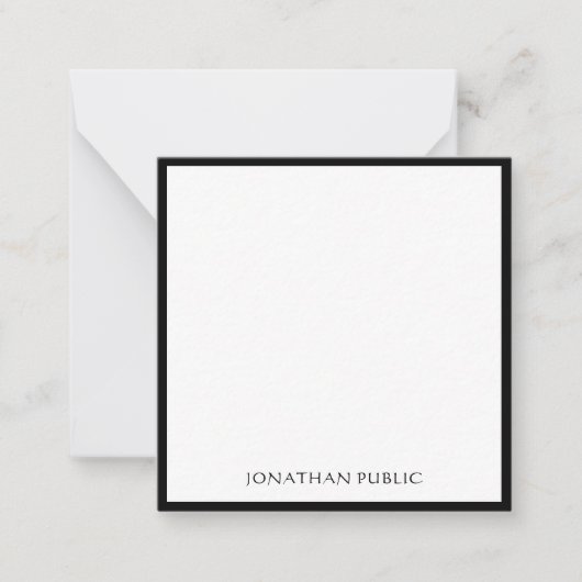 Calligrafisch getypeerd elegant zwart rand Klassie Notitiekaartje (Voorkant)
