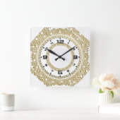 Calligrafisch goud en wit vierkante klok (Huis)