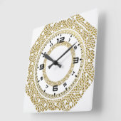 Calligrafisch goud en wit vierkante klok (Hoek)