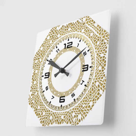 Calligrafisch goud en wit vierkante klok (Hoek)
