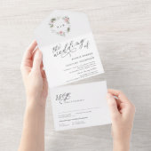 Calligrafisch | Minimalistisch Floral Wedding All In One Uitnodiging (Afscheurbaar)