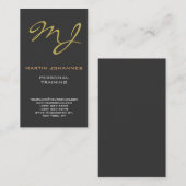 Calligrafisch Monogram Goud Grijs Visitekaartje (Voorkant / Achterkant)