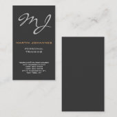 Calligrafisch monogram grijs Visitekaartje (Voorkant / Achterkant)