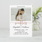 Calligrafisch Roos Gold Glitter Weddenfoto Kaart (Staand voorkant)