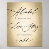Calligrafisch script Alcohol Love Story Weddenscha Poster (Voorkant)