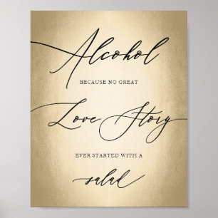 Calligrafisch script Alcohol Love Story Weddenscha Poster