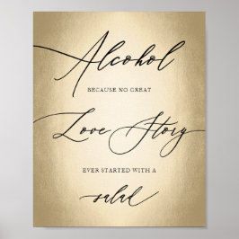 Calligrafisch script Alcohol Love Story Weddenscha Poster