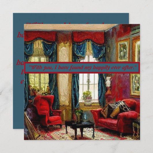 Calligrafisch script: "Elegant Love" Notitiekaartje (Voorkant / Achterkant)