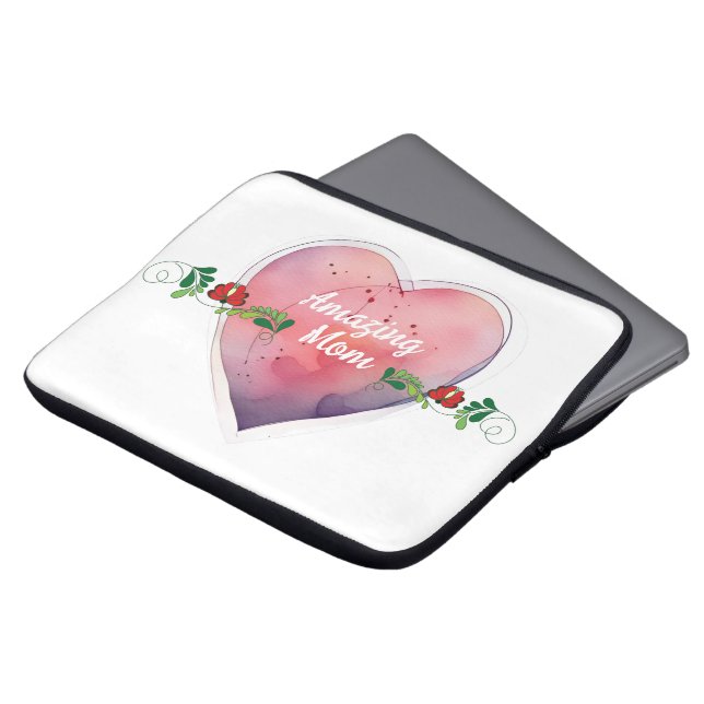 Calligrafisch Script Verbazingwekkend Moeder Moede Laptop Sleeve (Voorkant top)