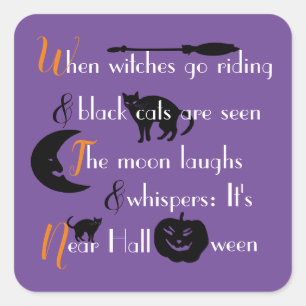 Calligrafisch traditioneel Halloween gedicht Vierkante Sticker