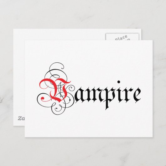 Calligrafisch Vampier Briefkaart (Voorkant / Achterkant)