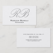 Calligrafisch Witte Monogram Manager Visitekaartje (Voorkant / Achterkant)