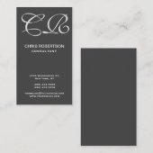 Calligrafisch zwart monogram zwart grijs Visitekaa Visitekaartje (Voorkant / Achterkant)