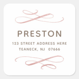 Calligrafische Blush Swirls Adres Sticker