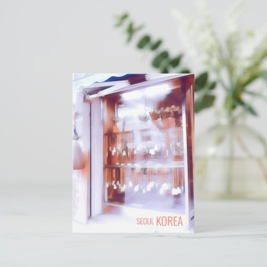 Calligrafische borstels antiek winkel Korea reizen Briefkaart (Staand voorkant)