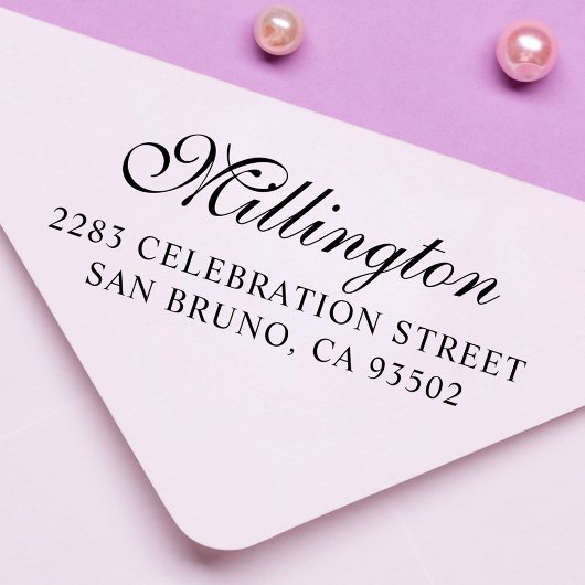 Calligrafische Familienaam Script & Return-adres Rubberstempel