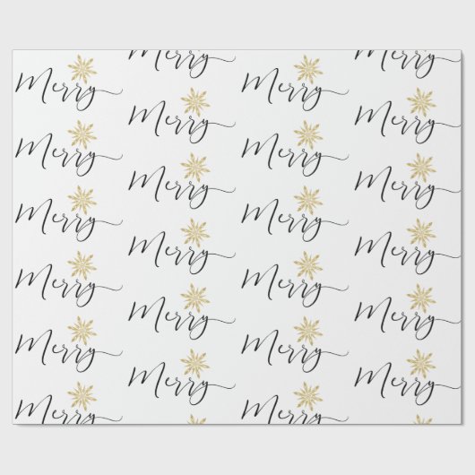 Calligrafische Gold Glitter Snowflakes kerst Cadeaupapier (Vlak)