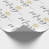 Calligrafische Gold Glitter Snowflakes kerst Cadeaupapier (Hoek)
