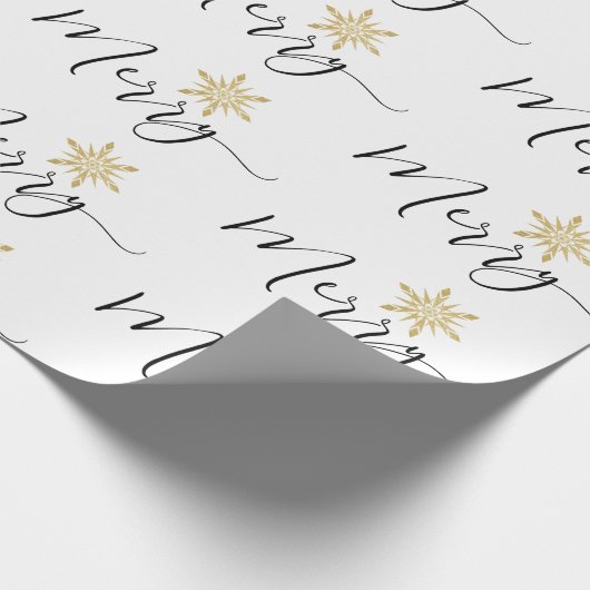 Calligrafische Gold Glitter Snowflakes kerst Cadeaupapier (Hoek)