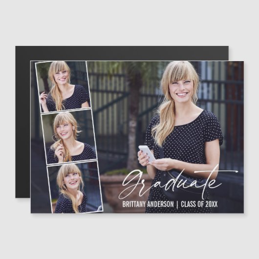 Calligrafische inkt 4 Foto Afstuderen Magnet Kaart (Voorkant / Achterkant)