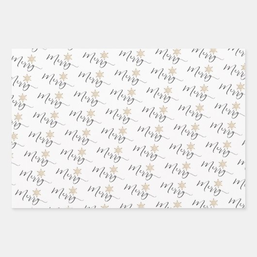 Calligrafische kerstkerst met glitter Snowflakes Inpakpapier Vel (Voorkant 3)
