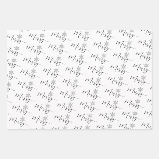 Calligrafische kerstkerst met glitter Snowflakes Inpakpapier Vel (Voorkant 2)