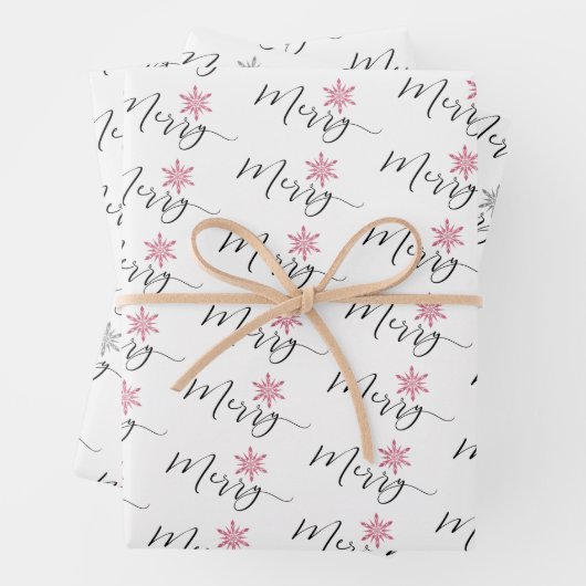 Calligrafische kerstkerst met glitter Snowflakes Inpakpapier Vel (In situ)