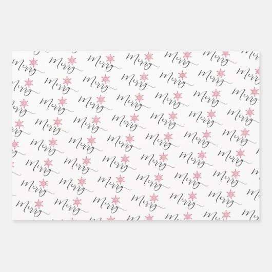 Calligrafische kerstkerst met glitter Snowflakes Inpakpapier Vel (Voorkant)