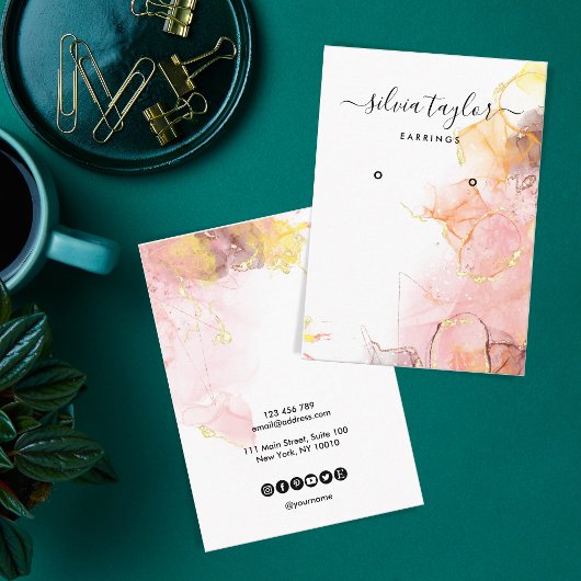 Calligrafische kunst Blush Roze verouderingskaart Visitekaartje